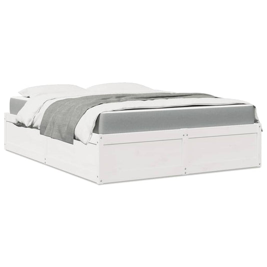 Bed with Mattress White 160x200 cm Solid Wood Pine