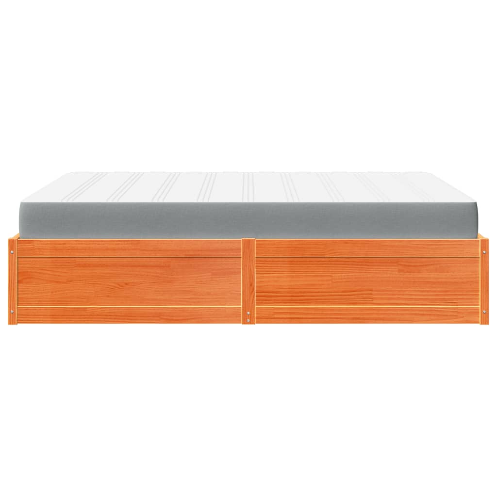 Bed with Mattress Wax Brown 160x200 cm Solid Wood Pine