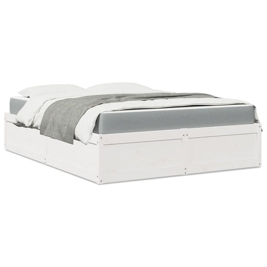 Bed with Mattress White 140x200 cm Solid Wood Pine