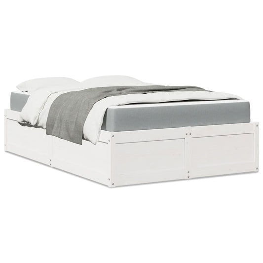 Bed with Mattress White 120x200 cm Solid Wood Pine