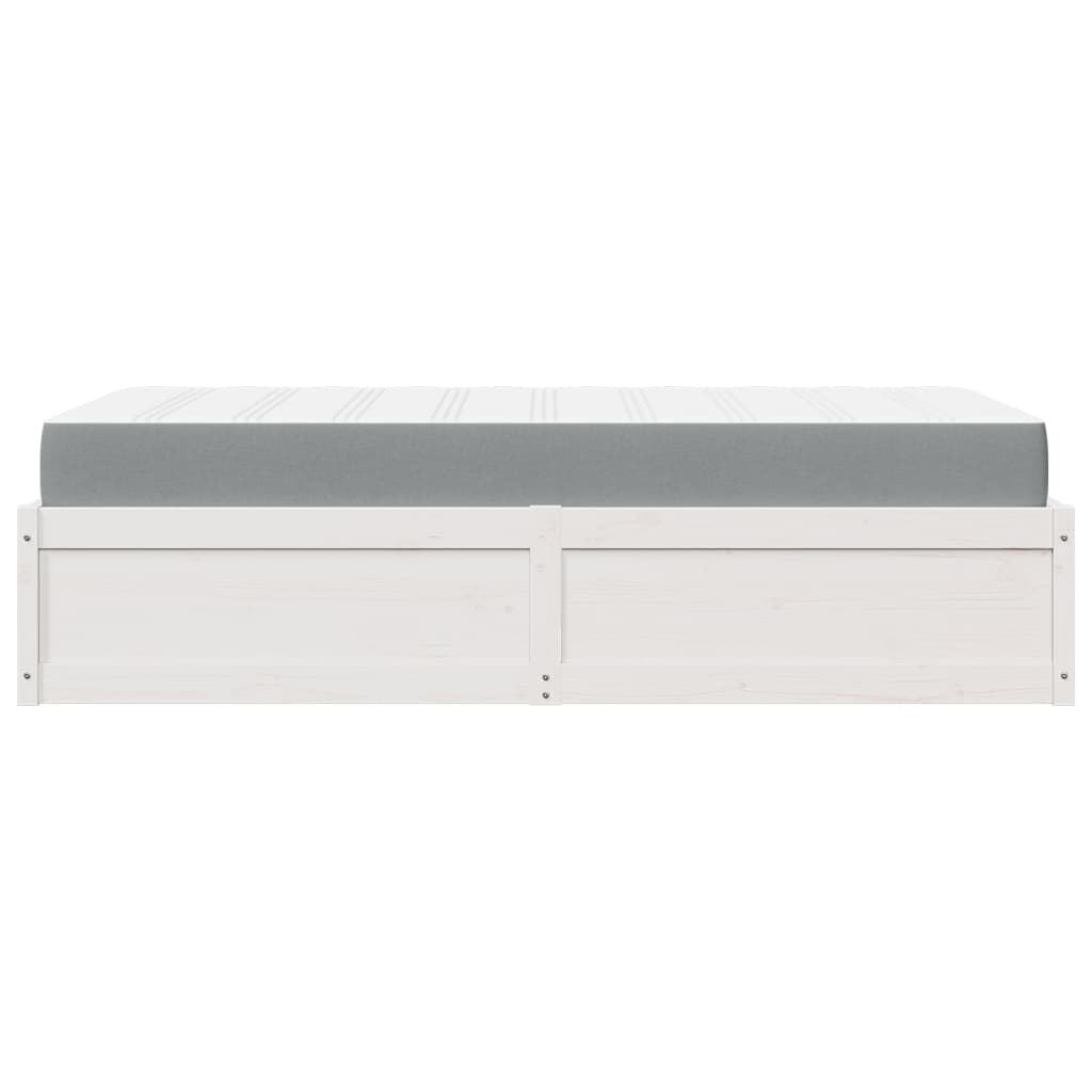 Bed with Mattress White 100x200 cm Solid Wood Pine