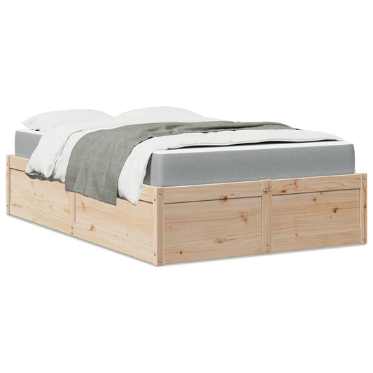 Bed with Mattress 140x190 cm Solid Wood Pine