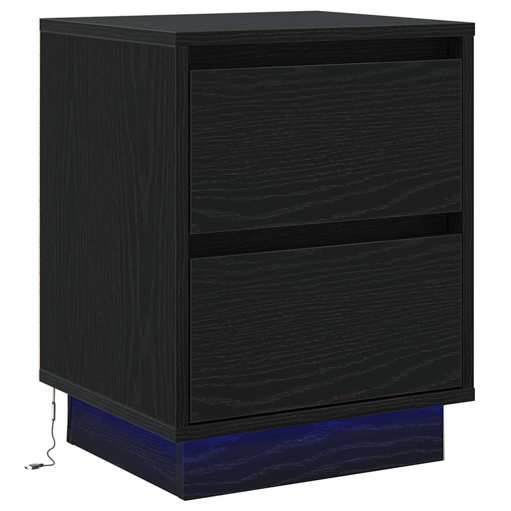 Bedside Cabinet 2 pcs Black 39 x 34.5 x 50 cm Engineered wood