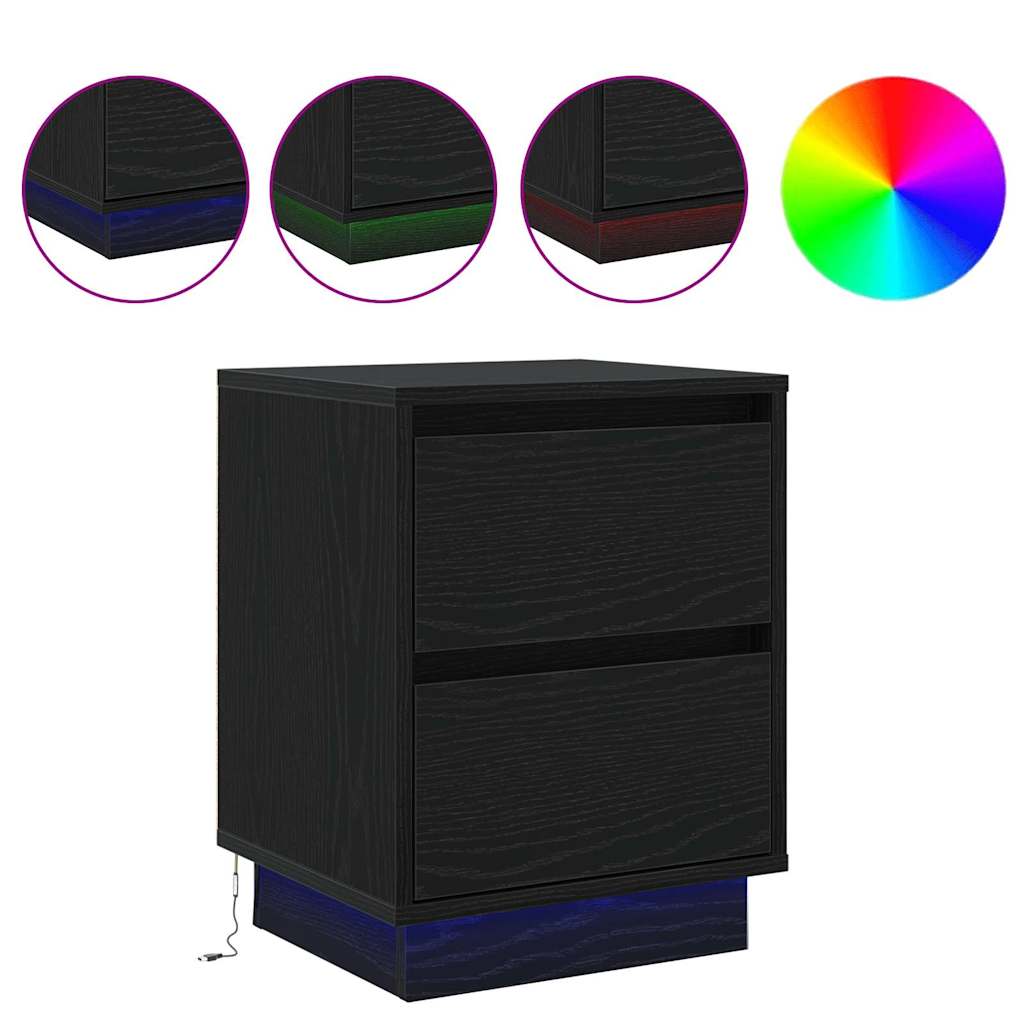 Bedside Cabinet 2 pcs Black 39 x 34.5 x 50 cm Engineered wood