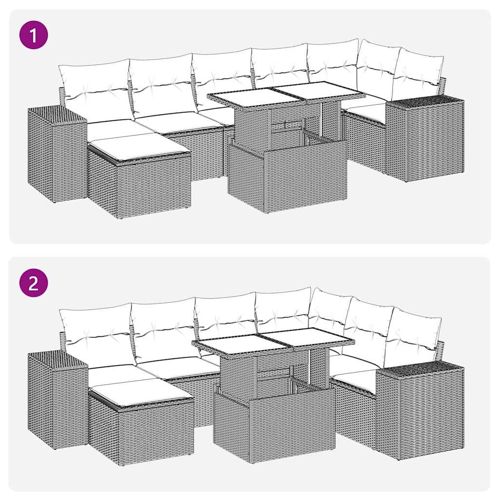 14 Piece Garden Sofa Set with Cushions Grey Poly Rattan Acacia