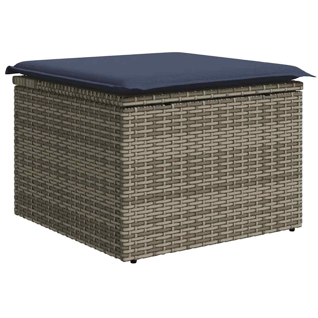 11 Piece Garden Sofa Set with Cushions Grey Poly Rattan Acacia