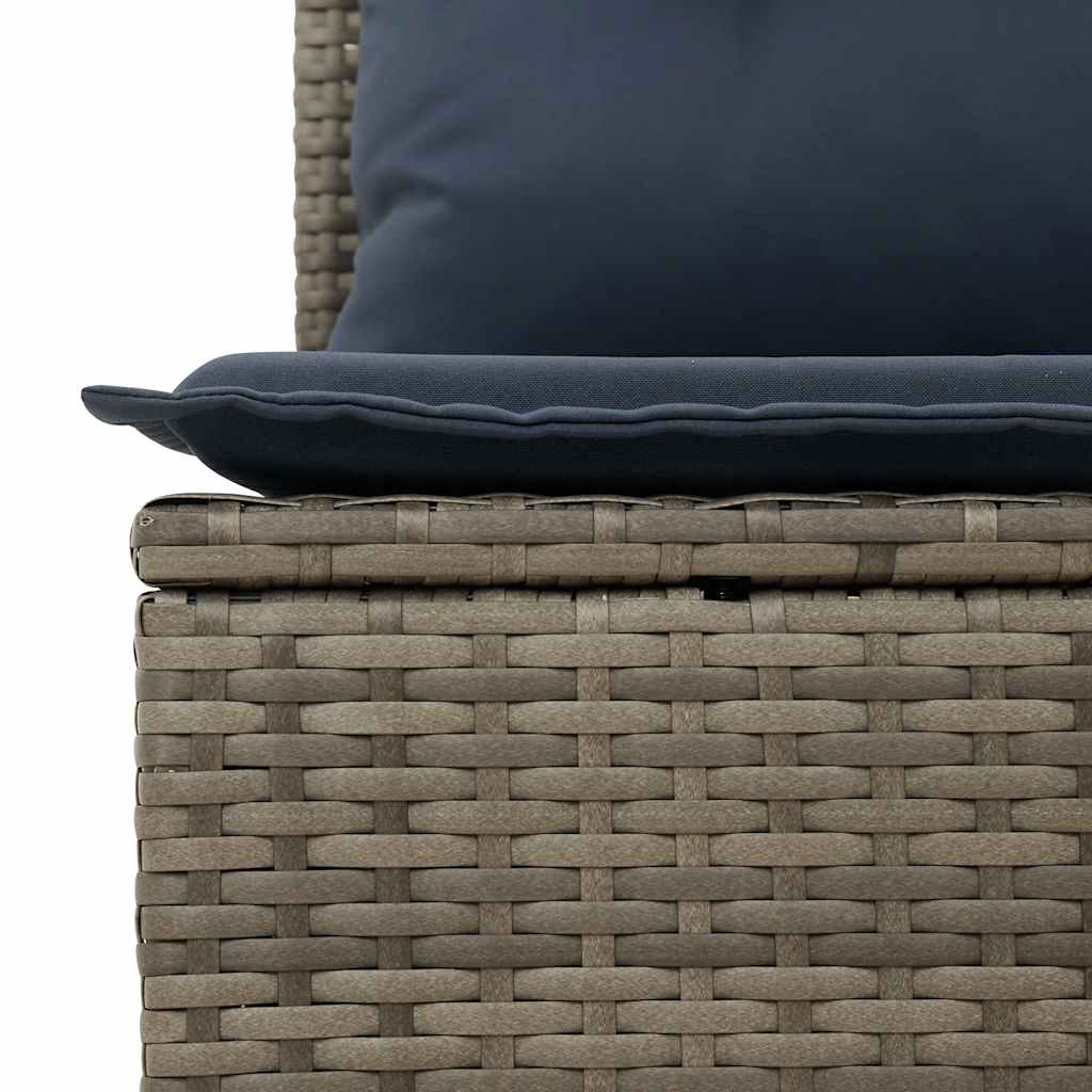 11 Piece Garden Sofa Set with Cushions Grey Poly Rattan Acacia