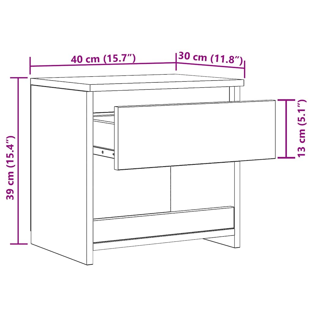 Bedside Cabinet 2 pcs Black Oak 40 x 30 x 39 cm Engineered wood