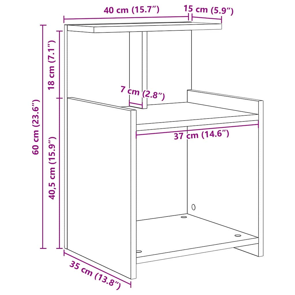 Bedside Cabinet 2 pcs Old wood 40 x 35 x 60 cm Engineered wood