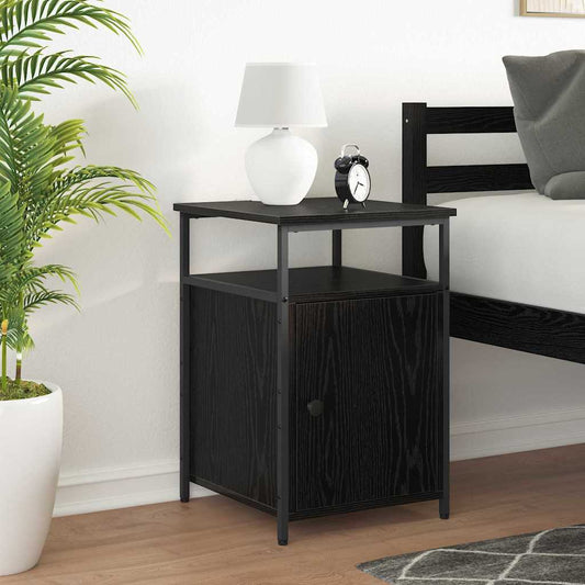 Bedside Cabinet 2 pcs Black oak Engineered Wood