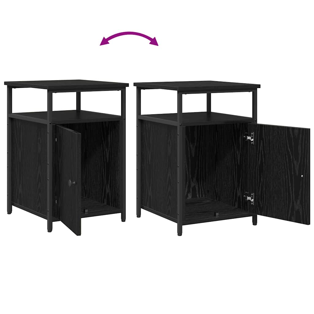 Bedside Cabinet 2 pcs Black oak Engineered Wood