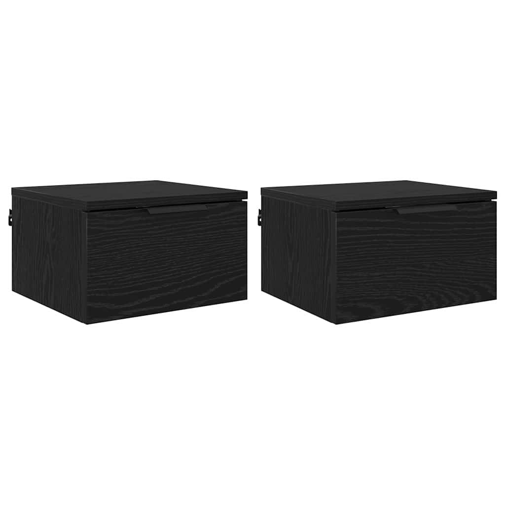 Bedside Cabinet 2 pcs Black oak 34 x 30 x 20 cm Engineered wood
